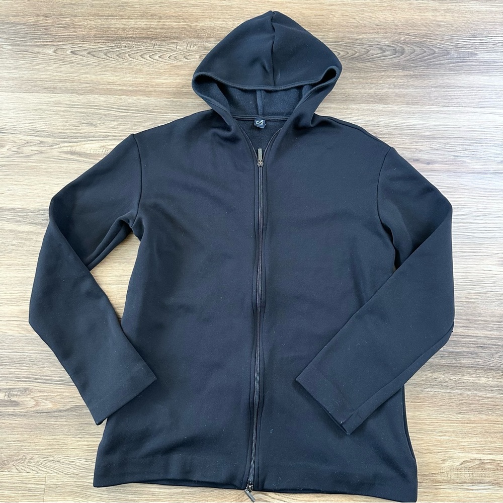 ‘S Max Mara Full Zip Jersey Knit Jacket Large‎ Black Hooded Athletic Stretch